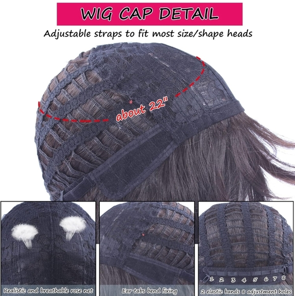 Bob Wig with Bands 12 Inch Black Synthetic Wig - Picture 3 of 3